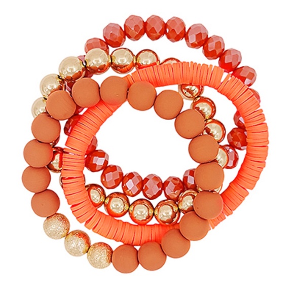 4 Row Glass & Clay & CCB Beads Bracelet - Picture 2 of 2